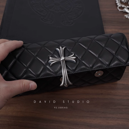 LONG QUILTED WALLET WITH LARGE CROSS