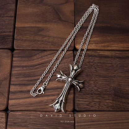 LARGE DOUBLE CROSS PENDANT – ROLL CHAIN