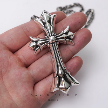 LARGE DOUBLE CROSS PENDANT – PAPER CHAIN