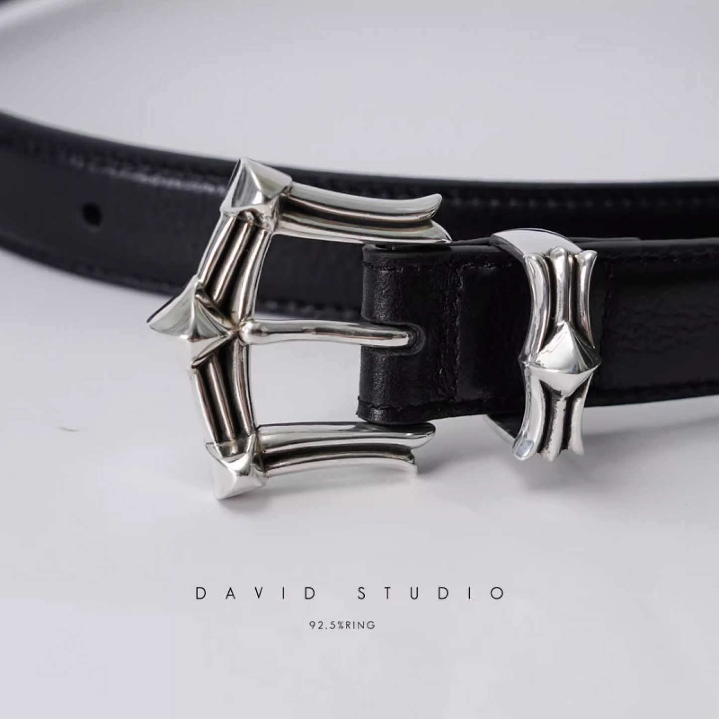 GEM BUCKLE COWHIDE LEATHER BELT