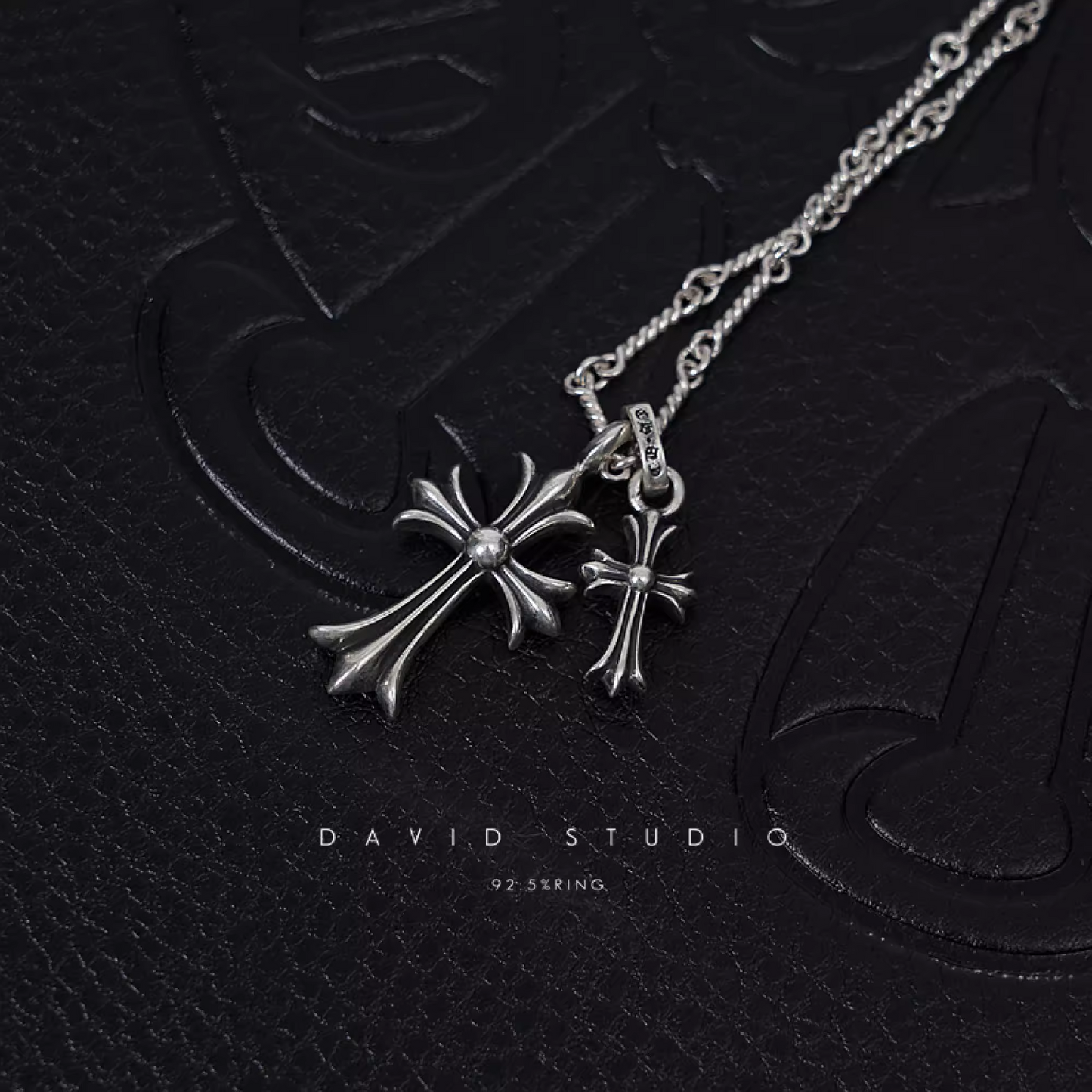 SMALL CROSS AND BABYFAT CHARM NECKLACE WITH DIAMONDS – TWIST CHAIN