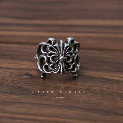BUTTERFLY FLORAL CROSS RING
