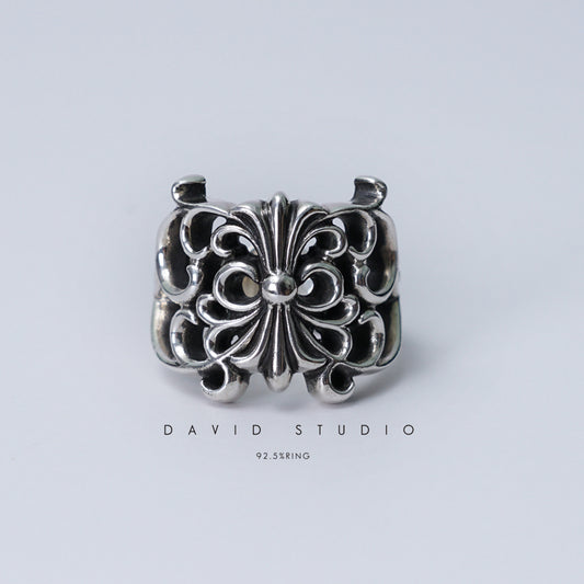 BUTTERFLY FLORAL CROSS RING