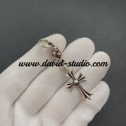 TINY CH CROSS WITH ONE SILVER BALL CHARM