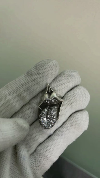 ROLLING STONES TONGUE & LIP PENDANT WITH DIAMOND