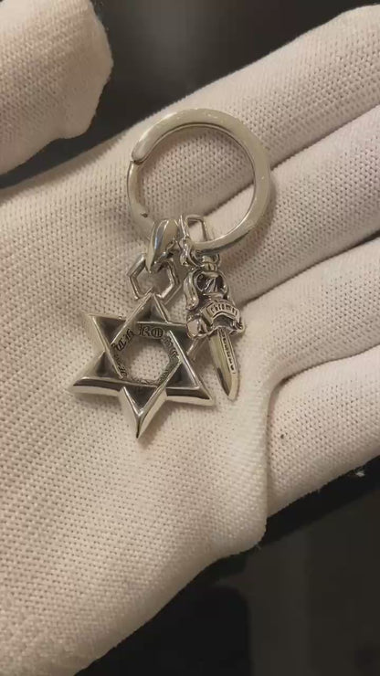 STAR OF DAVID AND DAGGER KEY RING