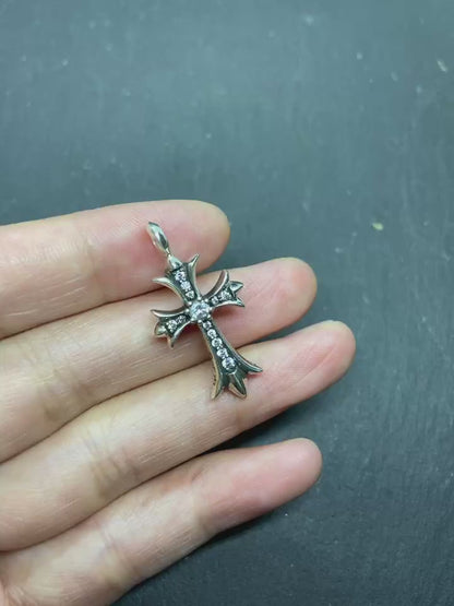 SMALL CROSS CHARM WITH DIAMONDS