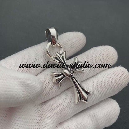 SMALL CROSS HEART PENDANT WITH BAIL